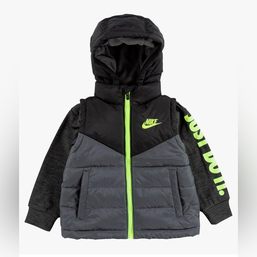 Nike Little Boys' 2Fer Full Zip Puffer Jacket SIZE 2T